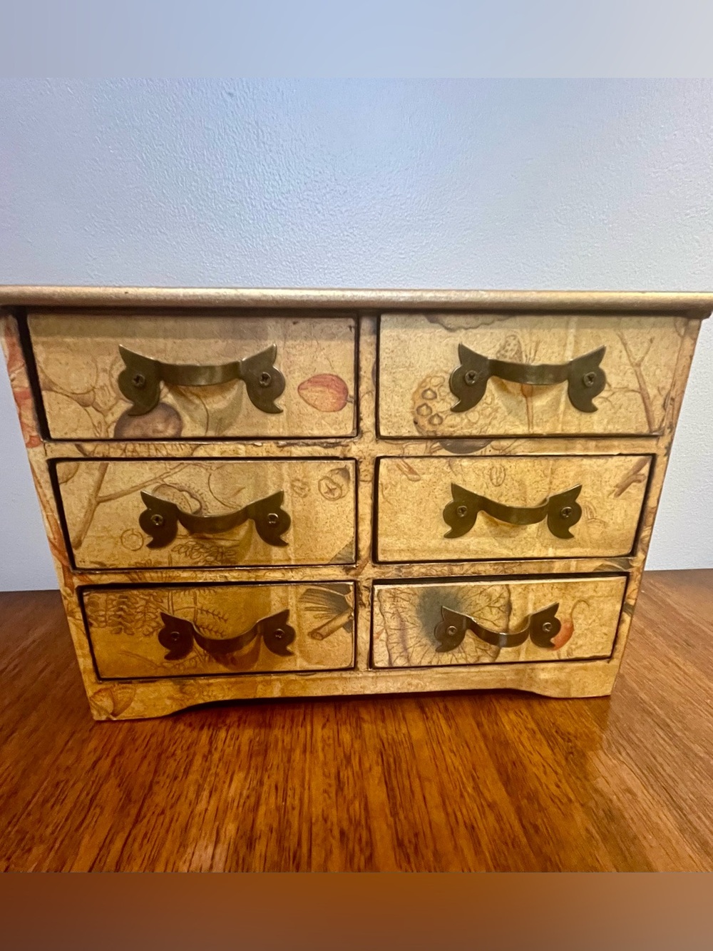 Mikasa Floral 6 Drawer Jewelry Box Wooden Tabletop Storage Chest Cottage Decor